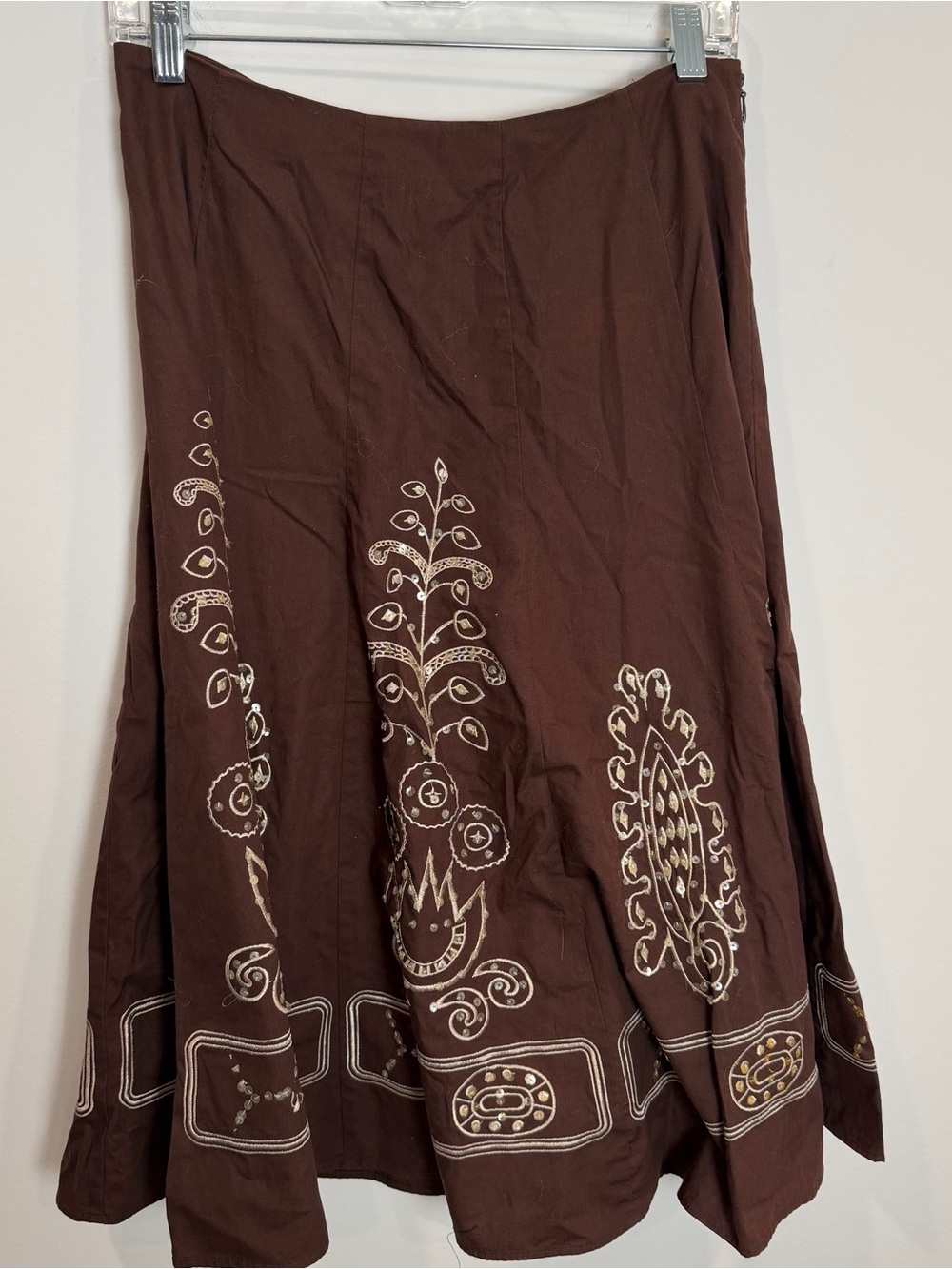 Sunny Leigh Brown Embellised Midi Skirt